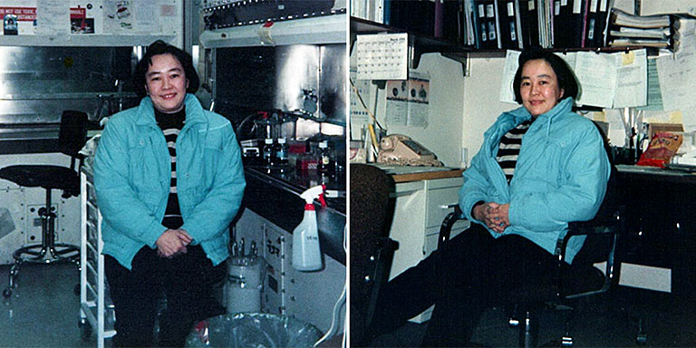 1988～1992年 NIH/NCI留学時代のLaboのクリーンベンチ（左）とオフィス（右）